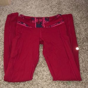 Red lululemon leggings.